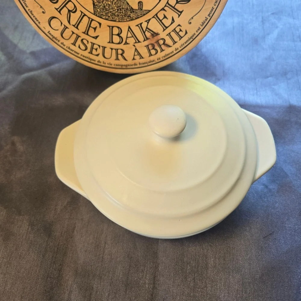 Petite Maison Wildly Delicious Cream Ceramic Brie Baker with Lid Provincial Home